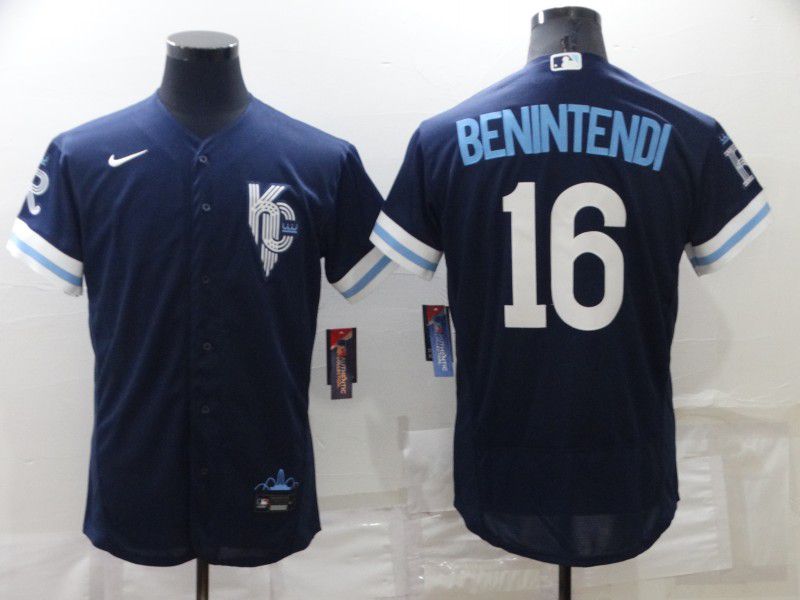 Men Kansas City Royals 16 Benintendi Blue City Edition Elite Nike 2022 MLB Jersey